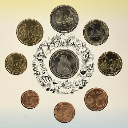 [Finland] Moominpappa and Moominmamma Mint Set (8 Coins + 1 Medal) 2004 [C-0000768]