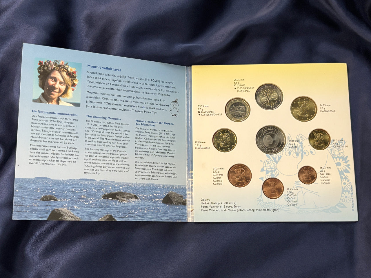 [Finland] Snufkin and Little My Mint Set (8 Coins + 1 Medal) 2004 [C-0000767]