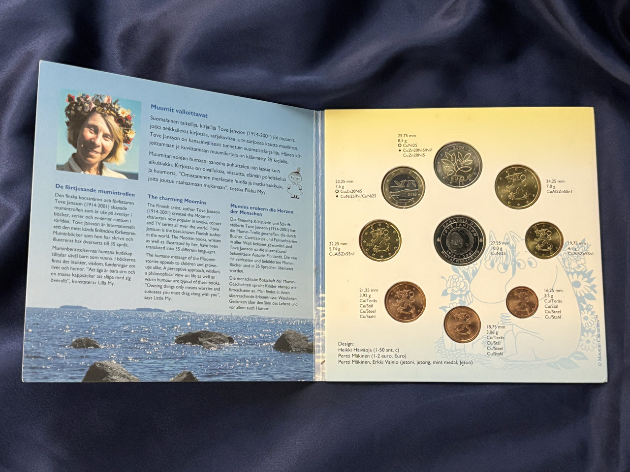 [Finland] Moominpappa and Moominmamma Mint Set (8 Coins + 1 Medal) 2004 [C-0000768]