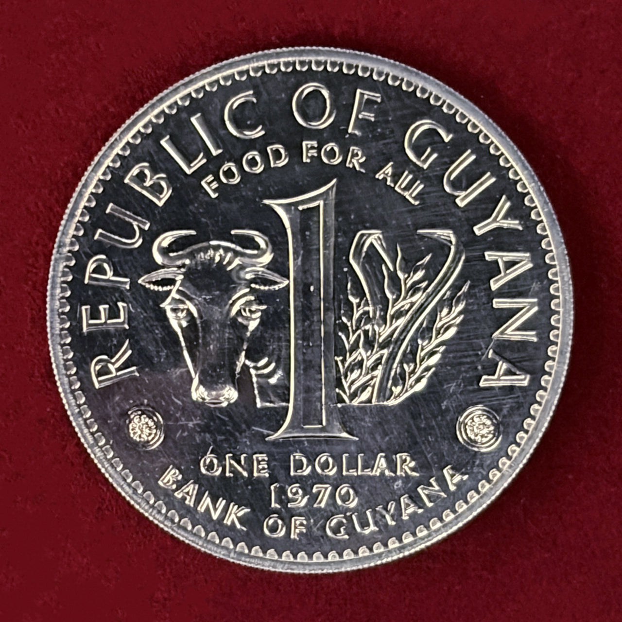 ガイアナ】国連食糧農業機関 1ドル 白銅貨 プルーフ 1970［C-0001005