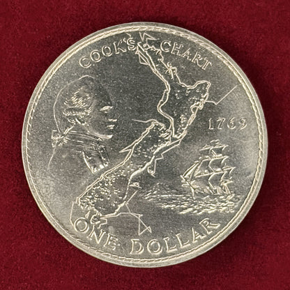 【ニュージーランド】ジェームズ・クック航海200周年記念 1ドル 白銅貨 1969［C-0001024］