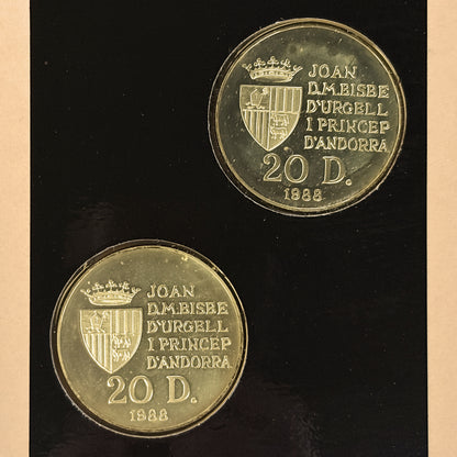 【アンドラ】1992年バルセロナ＆アルベールビルオリンピック記念 プルーフセット 2枚組 1988［C-0001025］