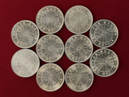 【日本】昭和天皇御在位60年記念 500円 白銅貨 10枚組 昭和61(1986)［C-0001031］