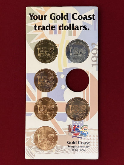 【オーストラリア】ゴールドコースト150周年記念 Trade Dollar 6枚組 1992［C-0001059］