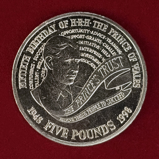 【イギリス】チャールズ皇太子生誕50周年記念 5ポンド 白銅貨 1998［C-0001061］