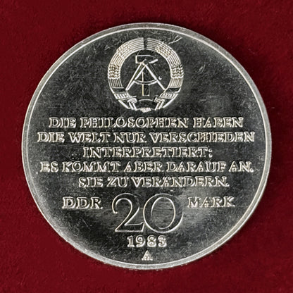 【東ドイツ】カール・マルクス没後100周年 20マルク 白銅貨 1983［C-0001063］