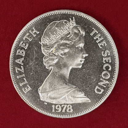 【トリスタンダクーニャ】エリザベス2世戴冠25周年記念 クラウン 白銅貨 1978［C-0001064］