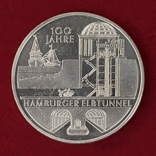 【ドイツ】ハンブルク・エルベトンネル開通100周年記念 10ユーロ 白銅貨 2011［C-0001080］