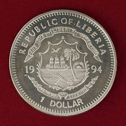 【リベリア】デイモン・ヒル 1ドル 白銅貨 1994［C-0001084］