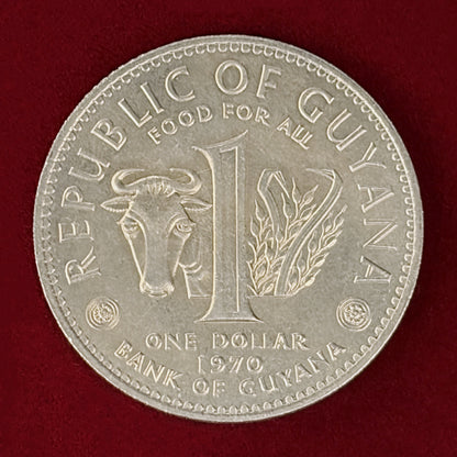 【ガイアナ】国連食糧農業機関 1ドル 白銅貨 1970［C-0001086］