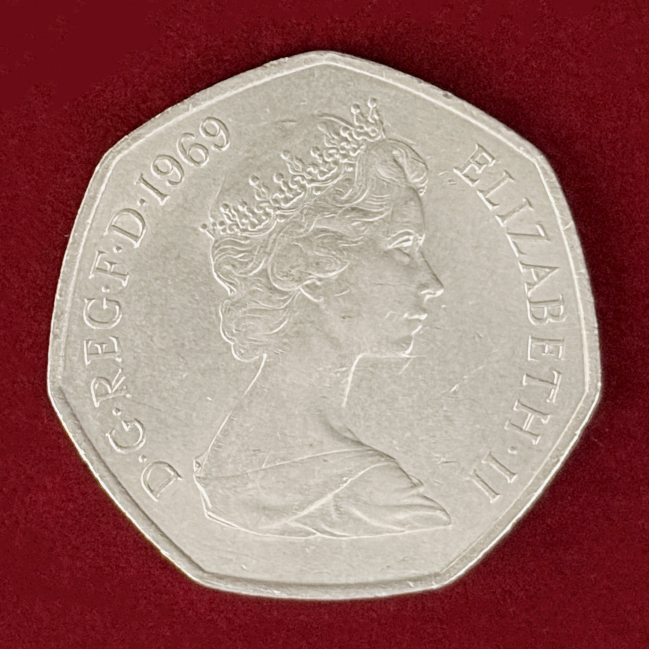 【イギリス】50ペンス 白銅貨 1969［C-0001099］
