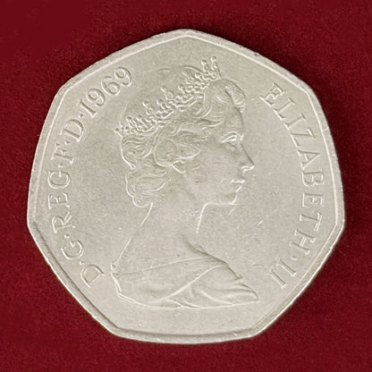【イギリス】50ペンス 白銅貨 1969［C-0001099］