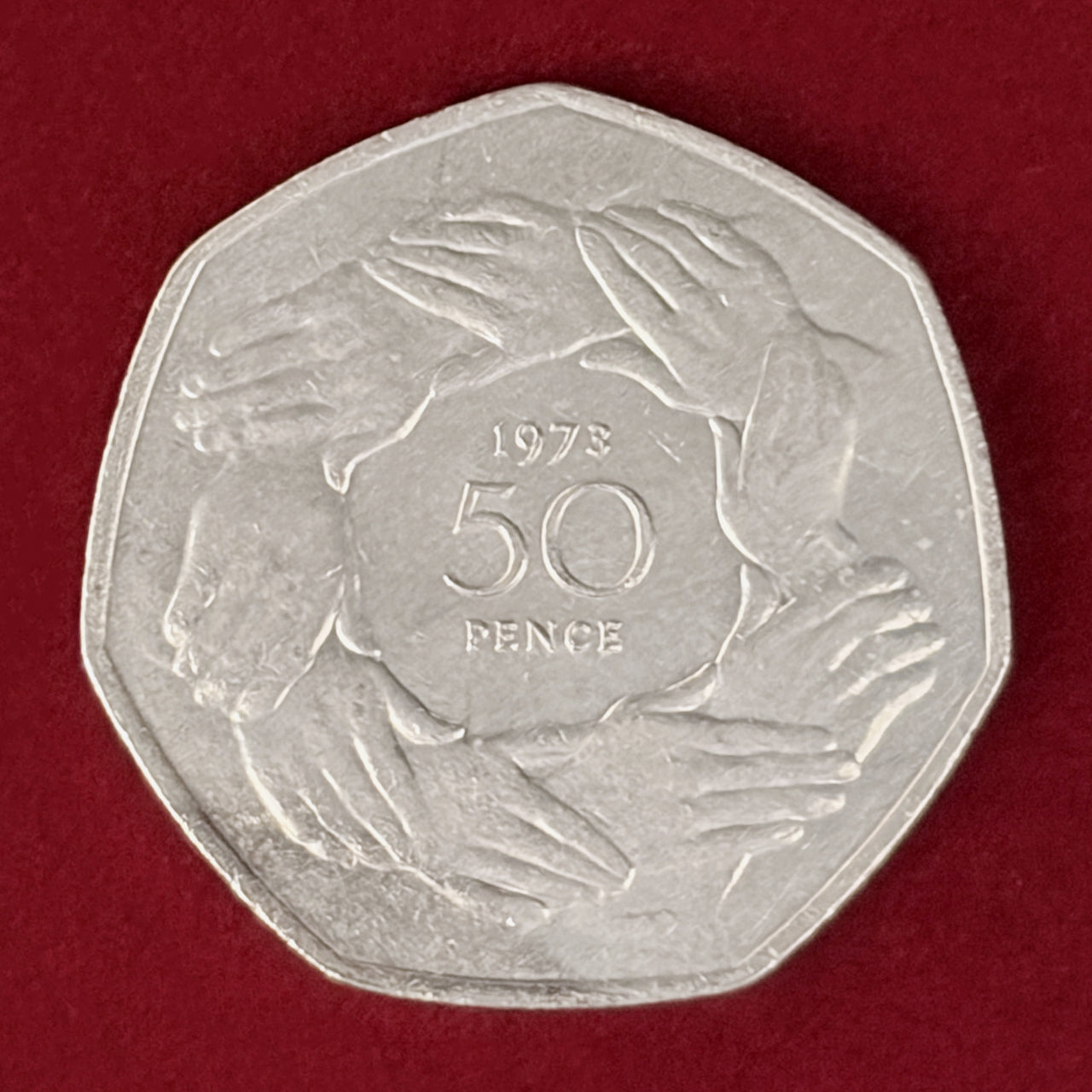 【イギリス】欧州経済共同体加盟記念 50ペンス 白銅貨 1973［C-0001100］