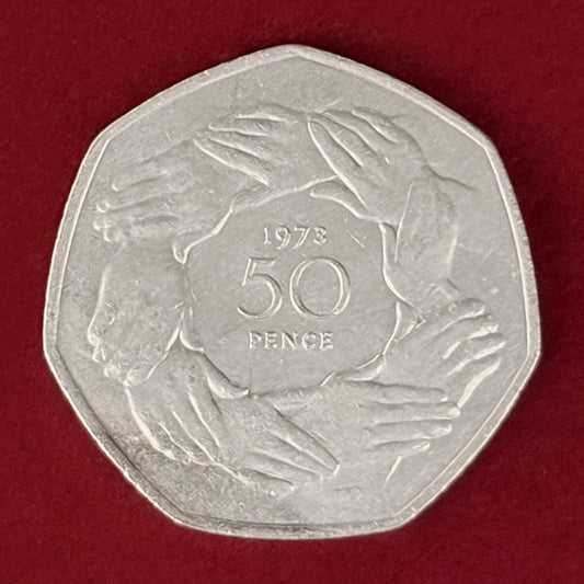 【イギリス】欧州経済共同体加盟記念 50ペンス 白銅貨 1973［C-0001100］