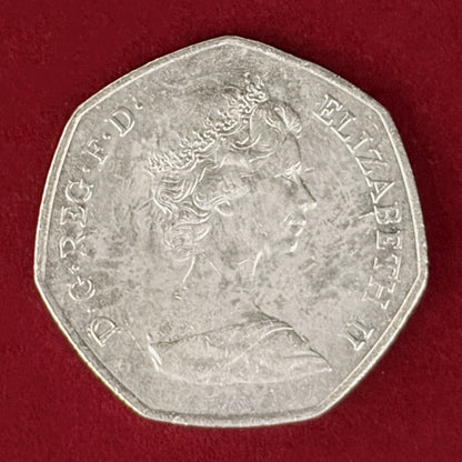 【イギリス】欧州経済共同体加盟記念 50ペンス 白銅貨 1973［C-0001100］