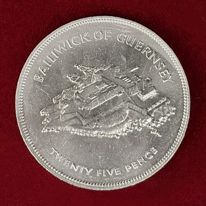[Guernsey] 25th Anniversary of the Reign of Queen Elizabeth II 25 pence Cupronickel Coin 1977 [C-0000678]