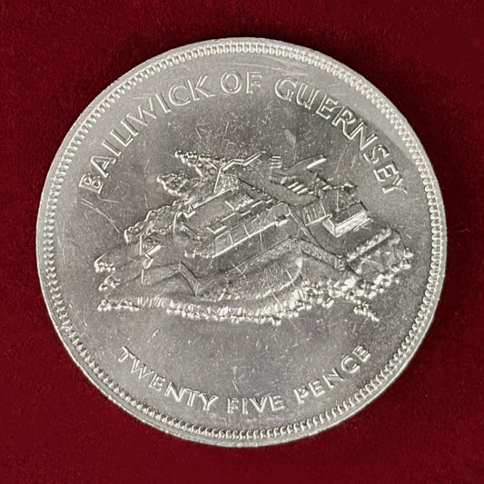 【ガーンジー島】エリザベス2世在位25周年 25ペンス 白銅貨 1977［C-0001102］