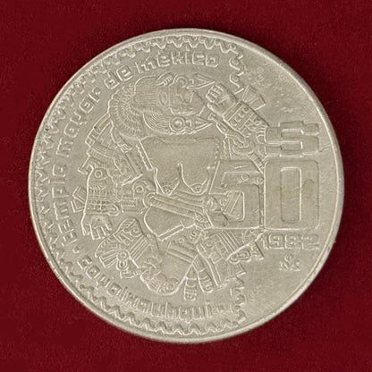 【メキシコ】アステカ文明 コヨルシャウキ 50ペソ 白銅貨 1982［C-0001116］