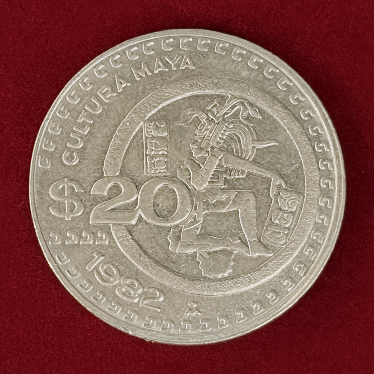 【メキシコ】マヤ文明 20ペソ 白銅貨 1982［C-0001117］