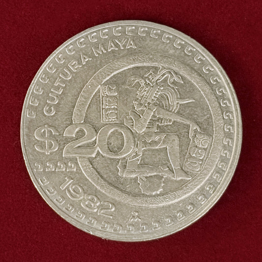 【メキシコ】マヤ文明 20ペソ 白銅貨 1982［C-0001117］
