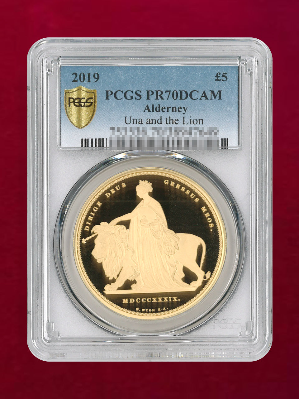 [Alderney] Una and the Lion 5 pound gold coin, Proof, 2019, PCGS PR70DCAM [F-0000004]