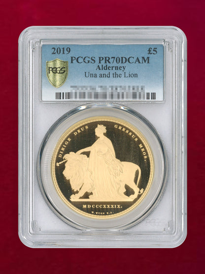 [Alderney] Una and the Lion 5 pound gold coin, Proof, 2019, PCGS PR70DCAM [F-0000004]