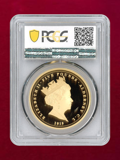 【オルダニー島】ウナ＆ライオン 5ポンド 金貨 プルーフ 2019 PCGS PR70DCAM［F-0000009］