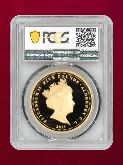 [Alderney] Una and the Lion 5 pound gold coin, Proof, 2019, PCGS PR70DCAM [F-0000004]