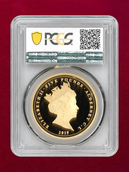 [Alderney] Una and the Lion 5 pound gold coin, Proof, 2019, PCGS PR70DCAM [F-0000004]