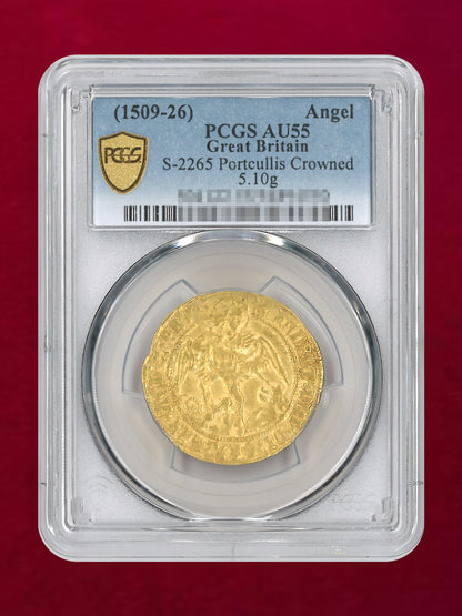 【イギリス】Angel 金貨 Great Britain Portcullis Crowned (1509-26) PCGS AU55［F-0000015］