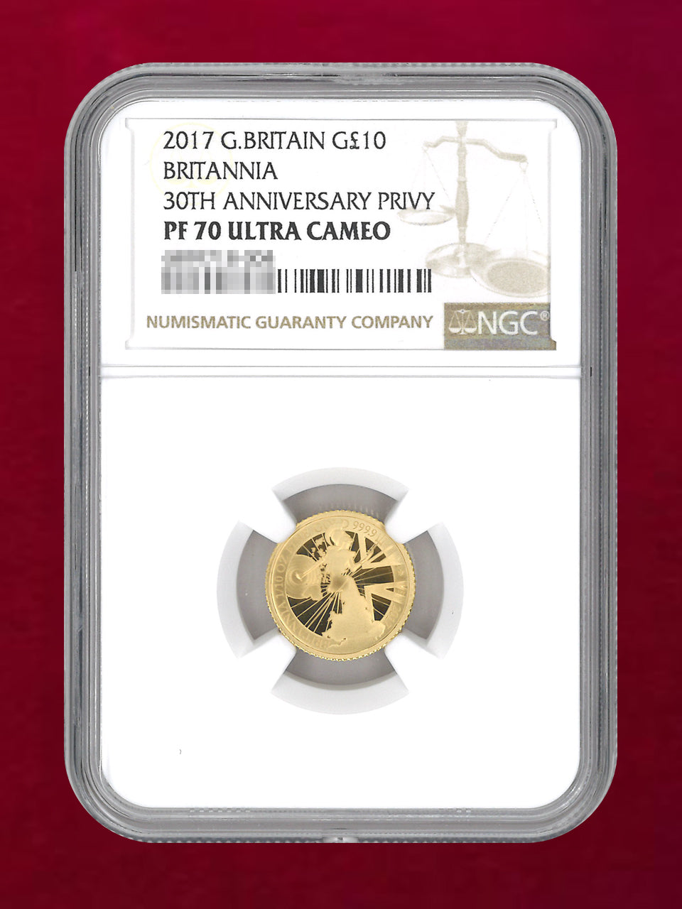 【イギリス】ブリタニア金貨30周年記念 プルーフ金貨 6枚セット 2017 NGCスラブ入り［F-0000020］