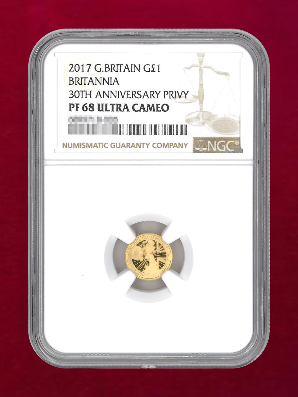 【イギリス】ブリタニア金貨30周年記念 プルーフ金貨 6枚セット 2017 NGCスラブ入り［F-0000020］
